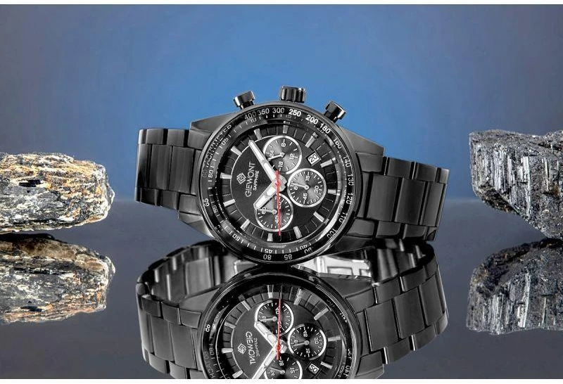 Vyriškas laikrodis Giewont Chronograph safyrinis juodas GW9140-B2