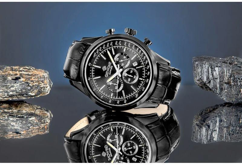 Vyriškas laikrodis Giewont Chronograph Safyrinis Juodas GW7650-A4