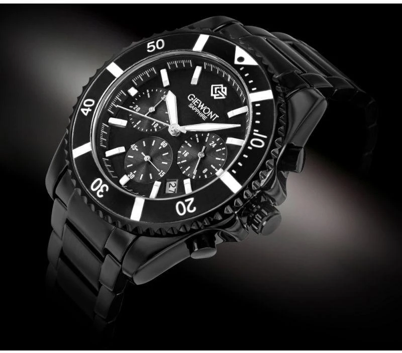 Vyriškas laikrodis Giewont Chronograph Safyrinis Juodas GW3970-B4