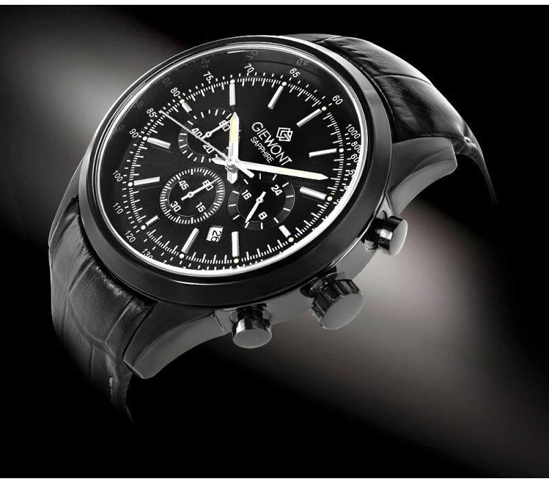 Vyriškas laikrodis Giewont Chronograph Safyrinis Juodas GW7650-A4