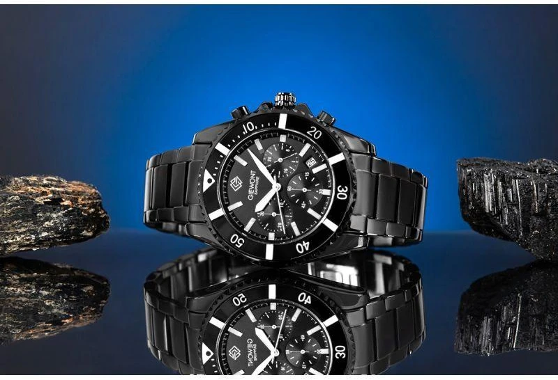 Vyriškas laikrodis Giewont Chronograph Safyrinis Juodas GW3970-B4