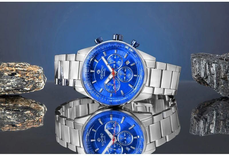 Vyriškas laikrodis Giewont Chronograph Safyrinis Sidabrinis Mėlynas GW9140-B3