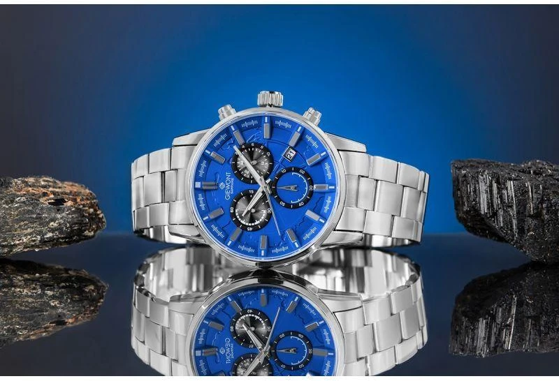 Vyriškas laikrodis Giewont Chronograph Safyrinis Sidabro Mėlynas GW4580-B3