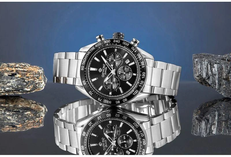 Vyriškas laikrodis Giewont Chronograph Safyrinis Sidabrinis Juodas GW9580-B1