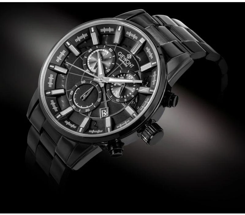 Vyriškas laikrodis Giewont Chronograph Safyrinis Juodas GW4580-B1
