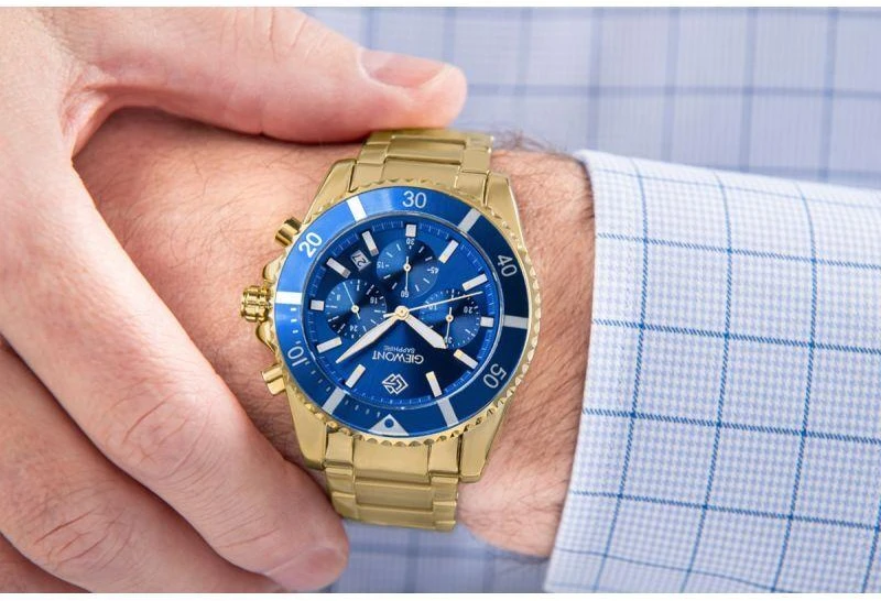 Vyriškas laikrodis Giewont Chronograph Safyrinis Auksinis Mėlynas GW3970-B6