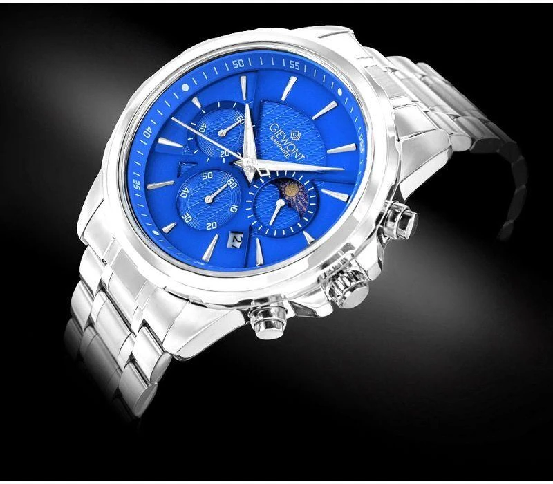 Vyriškas laikrodis Giewont Chronograph Safyrinis Sidabrinis Mėlynas GW9460-B3