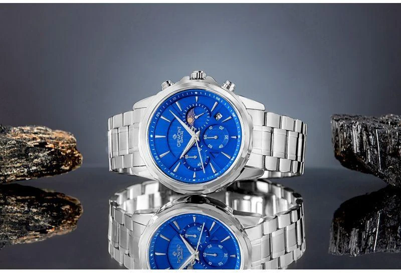 Vyriškas laikrodis Giewont Chronograph Safyrinis Sidabrinis Mėlynas GW9460-B3