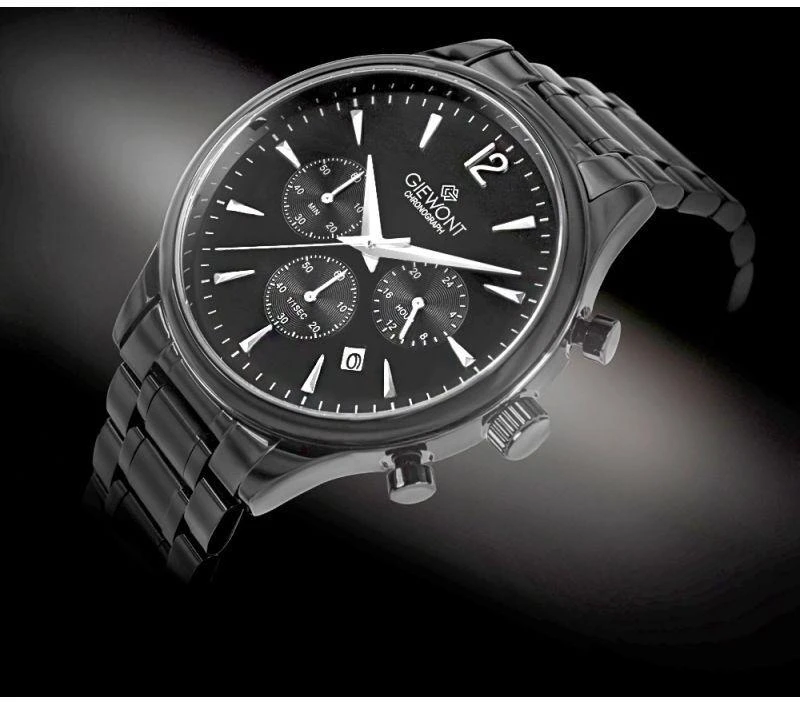 Vyriškas laikrodis Giewont Chronograph Safyrinis Juodas GW6310-B1