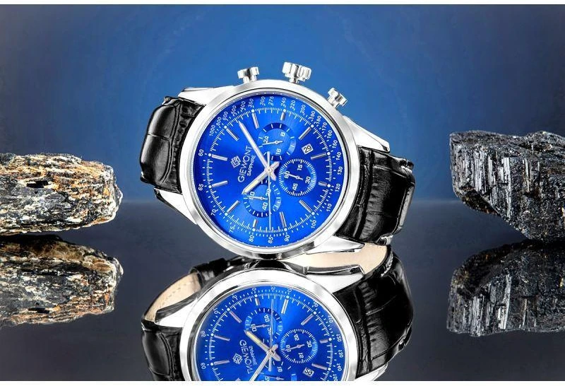 Vyriškas laikrodis Giewont Chronograph Safyro Sidabrinis Mėlynas GW7650-A3