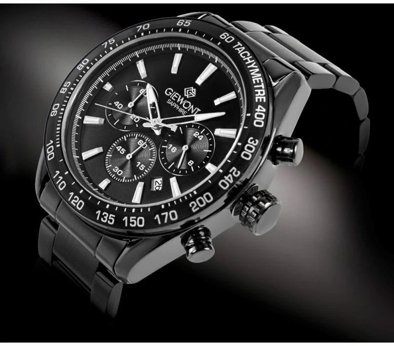 Vyriškas laikrodis Giewont Chronograph Safyro Juodas GW9580-B2