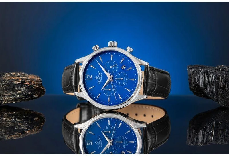 Vyriškas laikrodis Giewont Chronograph Safyro Juodas ir Mėlynas GW6310-A3