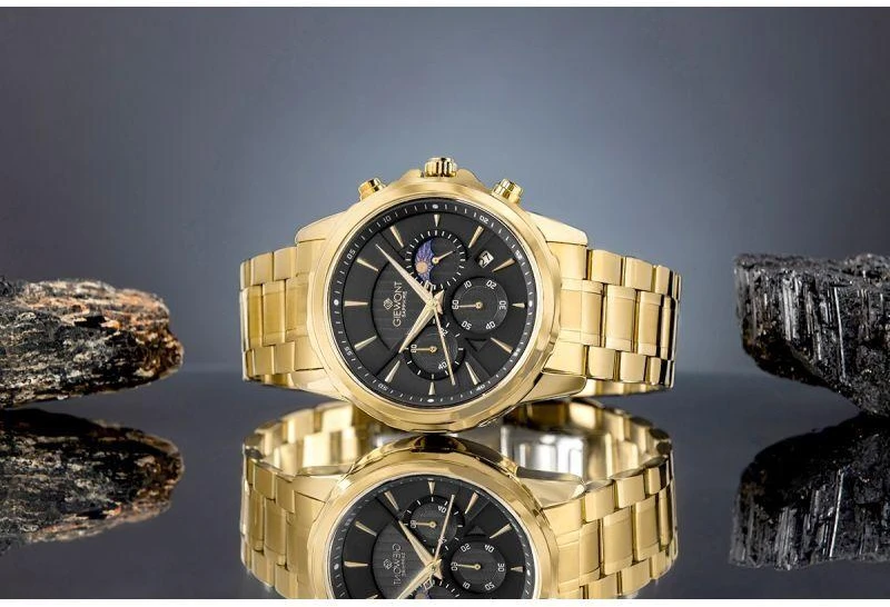 Vyriškas laikrodis Giewont Chronograph Safyro Auksas Juodas GW9460-B4