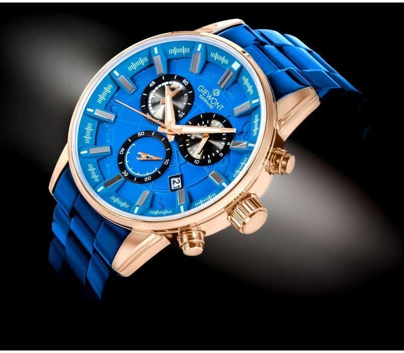 Vyriškas laikrodis Giewont Chronograph Safyro mėlynos spalvos GW4580-B5