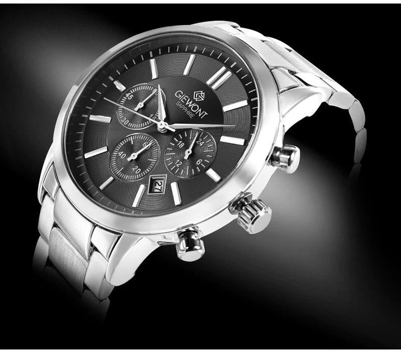 Vyriškas laikrodis Giewont Chronograph Safyro Sidabrinis Juodas GW8510-B1