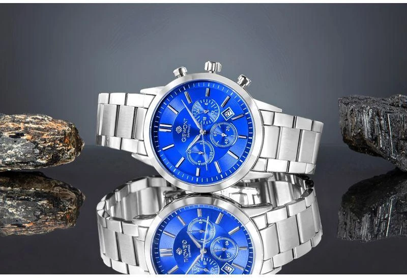 Vyriškas laikrodis Giewont Chronograph Safyro Sidabrinis Mėlynas GW8510-B3