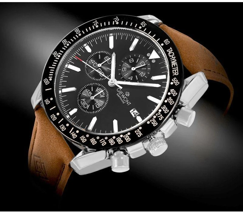 Vyriškas laikrodis Giewont Chronograph Safyro Rudas Juodas GW8720-A1
