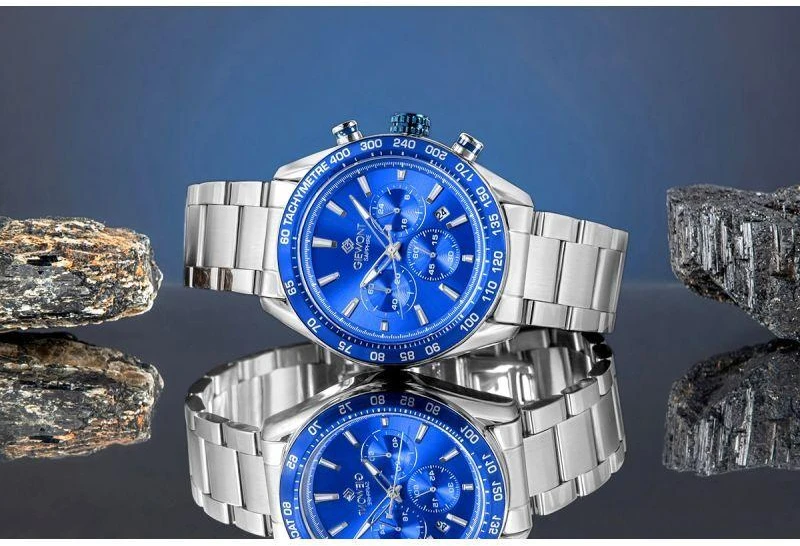 Vyriškas laikrodis Giewont Chronograph Safyro Sidabrinis Mėlynas GW9580-B3