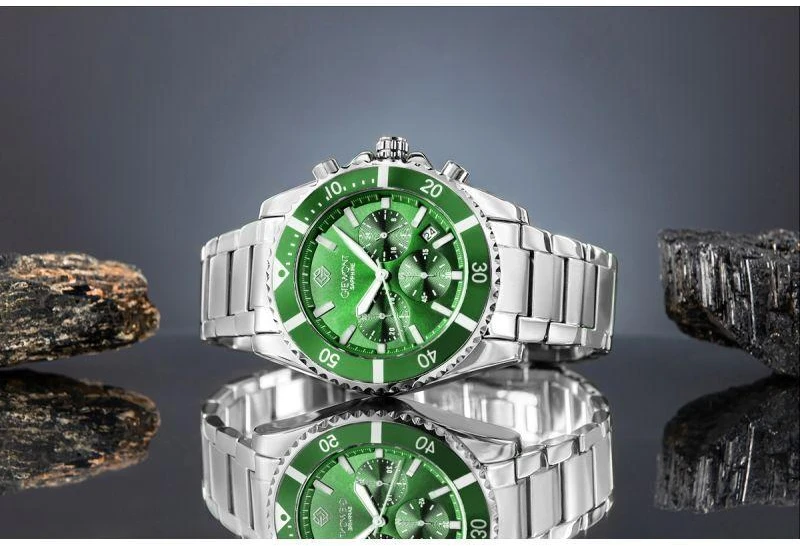 Vyriškas laikrodis Giewont Chronograph Safyro Sidabrinis Žalias GW3970-B8