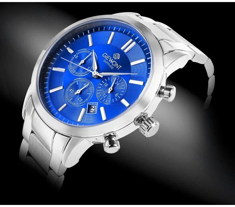 Vyriškas laikrodis Giewont Chronograph Safyro Sidabrinis Mėlynas GW8510-B3