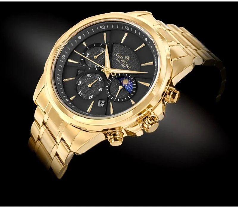 Vyriškas laikrodis Giewont Chronograph Safyro Auksas Juodas GW9460-B4