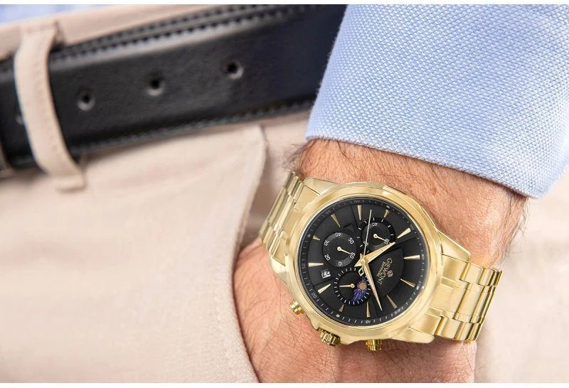 Vyriškas laikrodis Giewont Chronograph Safyro Auksas Juodas GW9460-B4