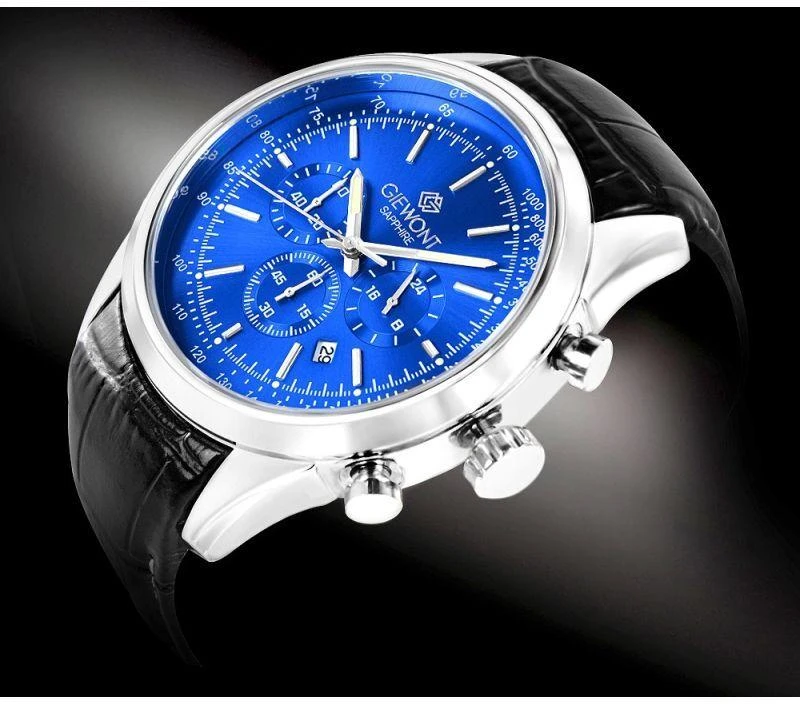 Vyriškas laikrodis Giewont Chronograph Safyro Sidabrinis Mėlynas GW7650-A3