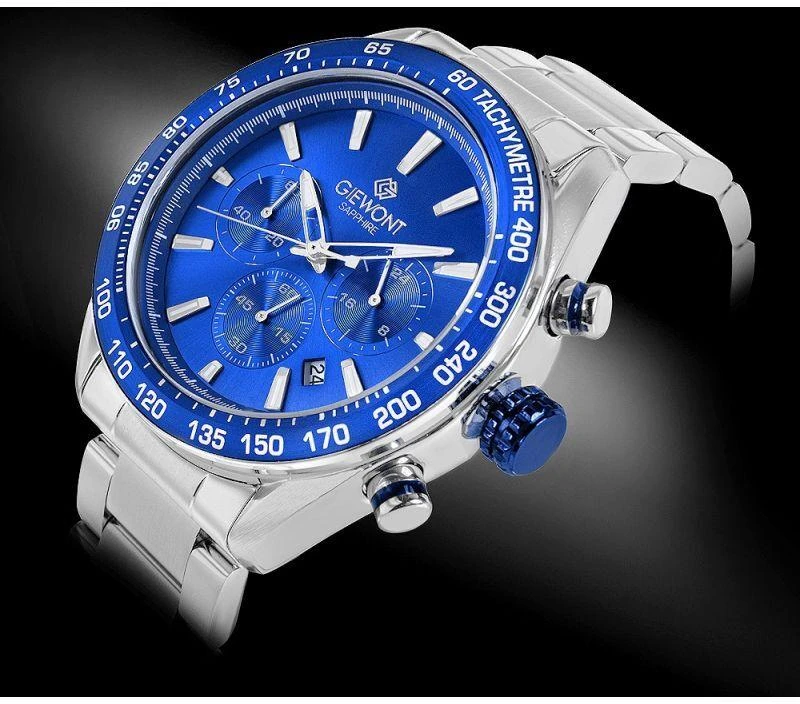 Vyriškas laikrodis Giewont Chronograph Safyro Sidabrinis Mėlynas GW9580-B3