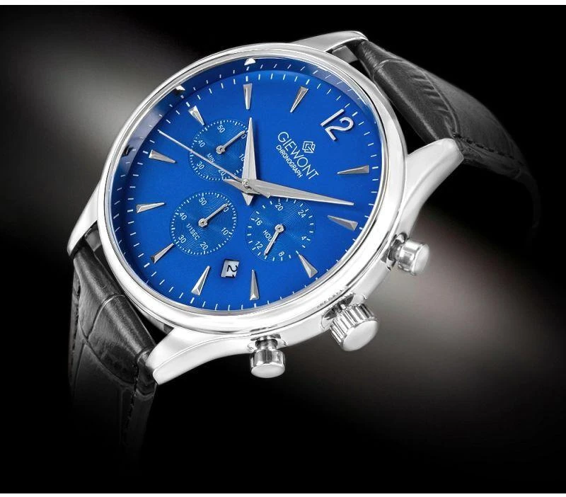 Vyriškas laikrodis Giewont Chronograph Safyro Juodas ir Mėlynas GW6310-A3