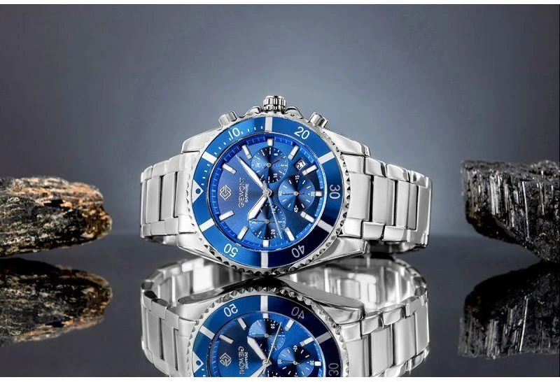 Vyriškas laikrodis Giewont Chronograph Safyro Sidabrinis Mėlynas GW3970-B3