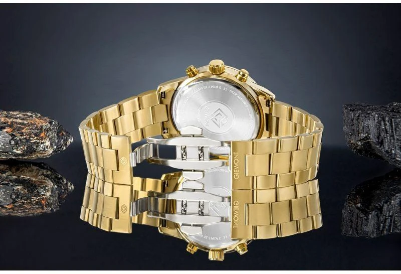 Vyriškas laikrodis Giewont Chronograph Safyro Auksinis Juodas GW4580-B4