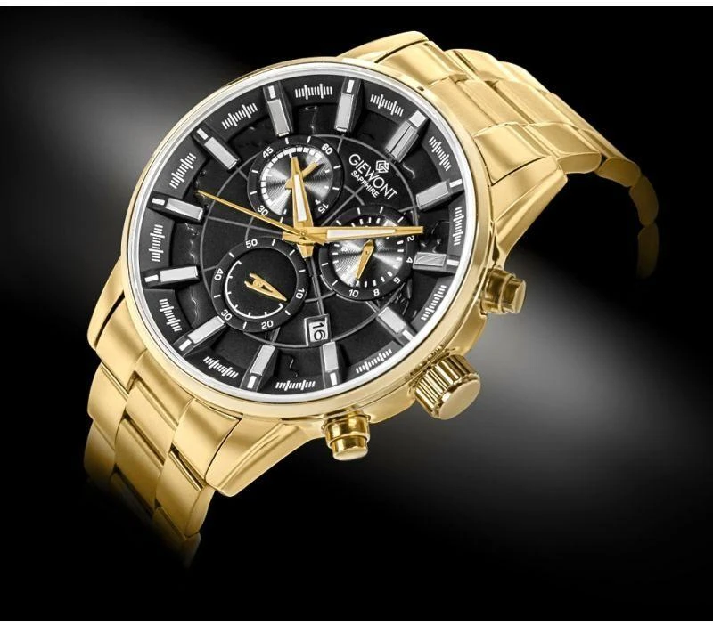 Vyriškas laikrodis Giewont Chronograph Safyro Auksinis Juodas GW4580-B4