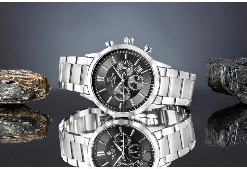 Vyriškas laikrodis Giewont Chronograph Safyro Sidabrinis Juodas GW8510-B1