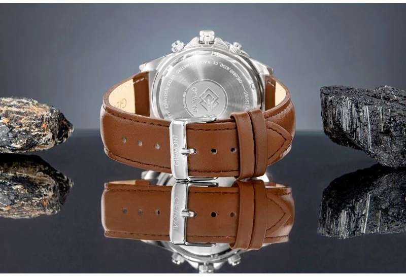 Vyriškas laikrodis Giewont Chronograph Safyro rudas mėlynas GW3520-A5