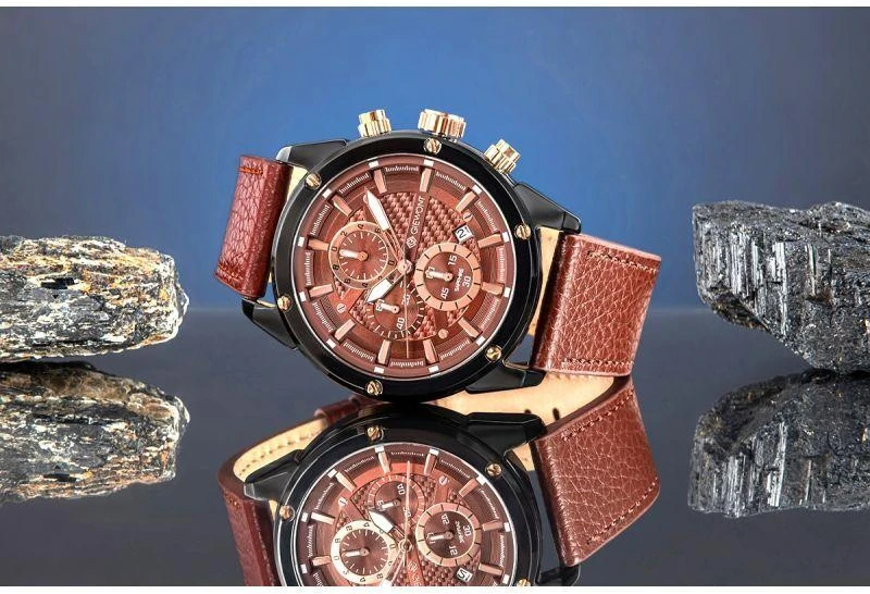 Vyriškas laikrodis Giewont Chronograph Safyro Juodas Rudas GW8810-A3