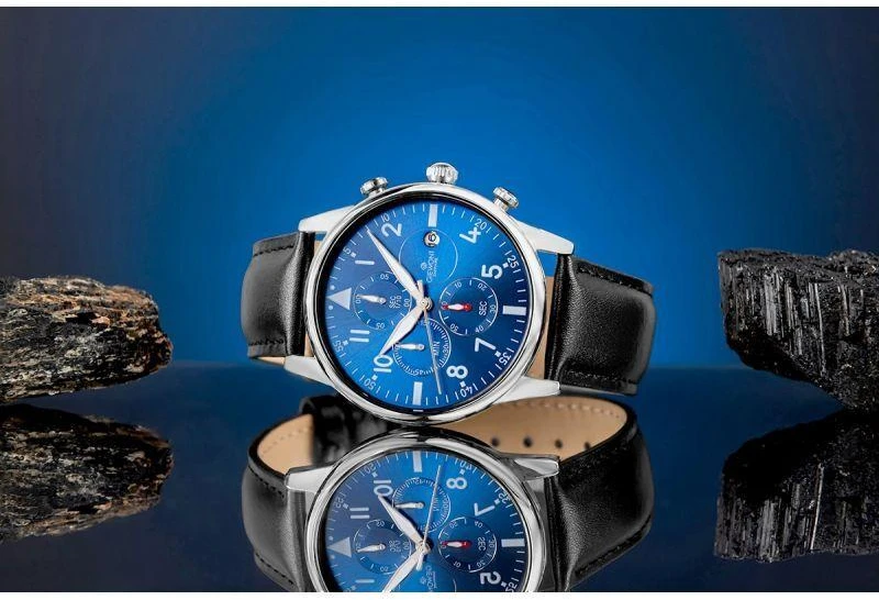 Vyriškas laikrodis Giewont Chronograph Sapphire Juodas ir Mėlynas GW5630-A3