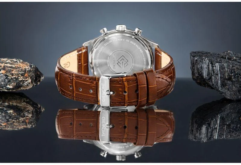 Vyriškas laikrodis Giewont Chronograph Sapphire rudas mėlynas GW6310-A5