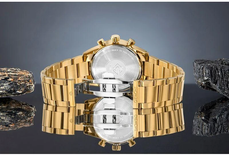 Vyriškas laikrodis Giewont Chronograph Sapphire Gold Juodas GW9140-B4