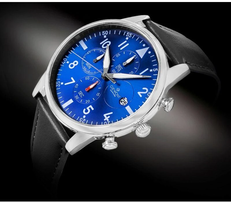 Vyriškas laikrodis Giewont Chronograph Sapphire Juodas ir Mėlynas GW5630-A3