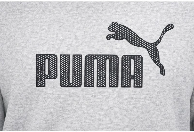 Vyriškas madingas pilkas medvilninis su kengūros kišene sportinis džemperis su gobtuvu Puma
