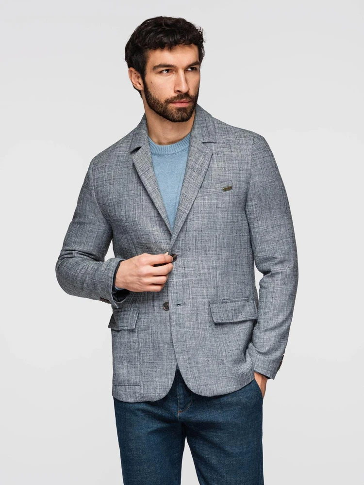 Vyriškas pilkas lininis švarkas regular fit