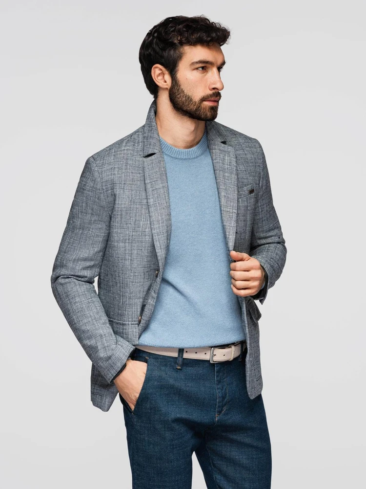 Vyriškas pilkas lininis švarkas regular fit
