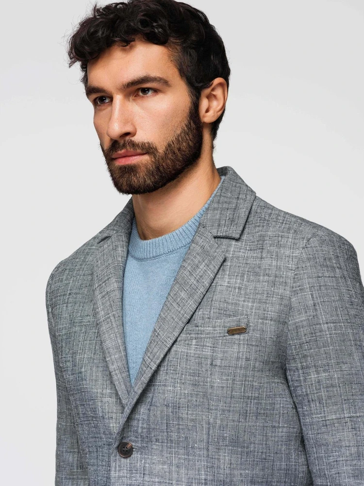 Vyriškas pilkas lininis švarkas regular fit