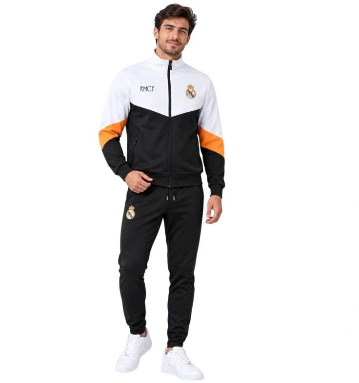 Vyriškas Real Madrid sportinis kostiumas, juodas ir baltas