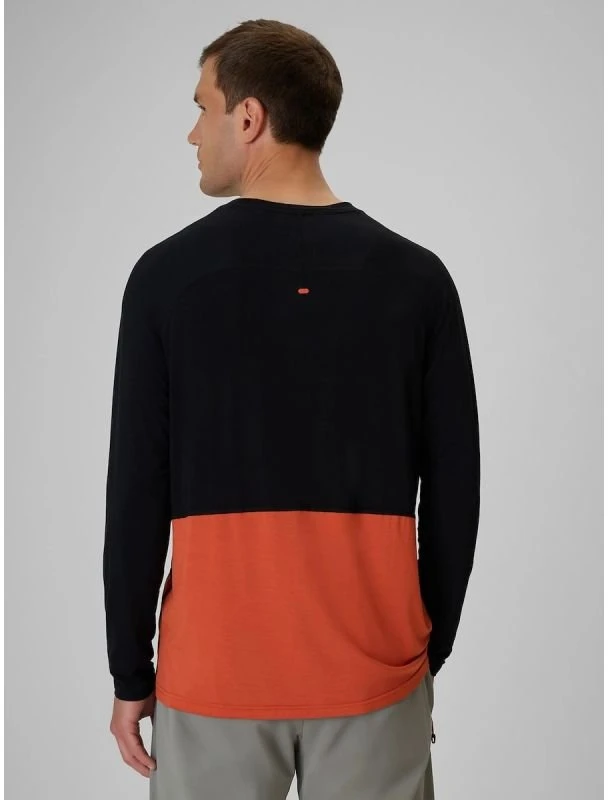 Vyriškas trekkingo longsleeve 4F, juodas su oranžine apačia