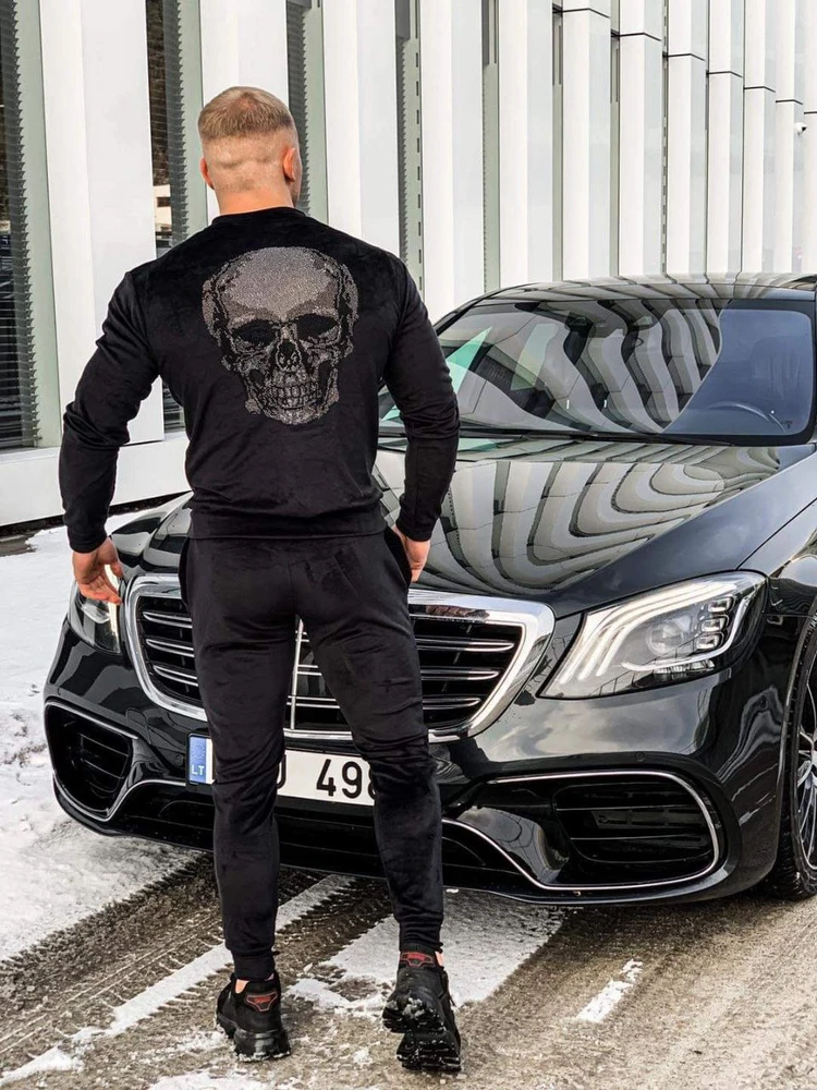 Vyriškas veliūrinis "Anarchy" kostiumas - Juodas