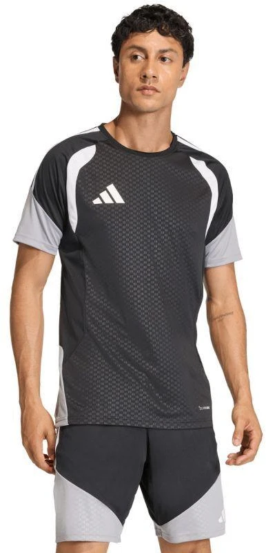 Vyriški adidas Tiro 26 varžybų treniruočių marškinėliai, juodi, pilki ir balti JX4254