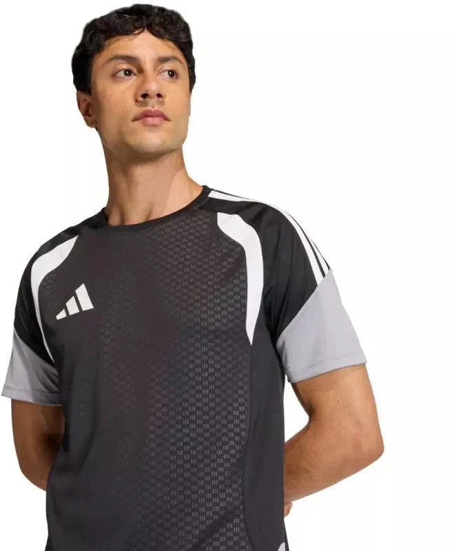 Vyriški adidas Tiro 26 varžybų treniruočių marškinėliai, juodi, pilki ir balti JX4254