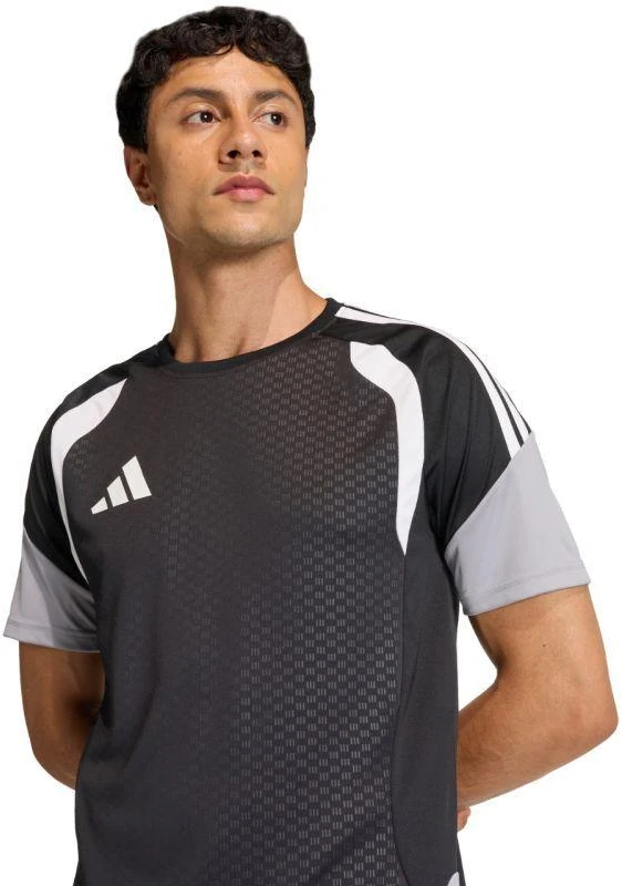 Vyriški adidas Tiro 26 varžybų treniruočių marškinėliai, juodi, pilki ir balti JX4254
