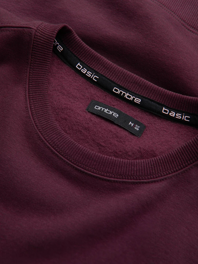 Vyriški BASIC medvilnės netamprus džemperis - bordo V3 OM 0159